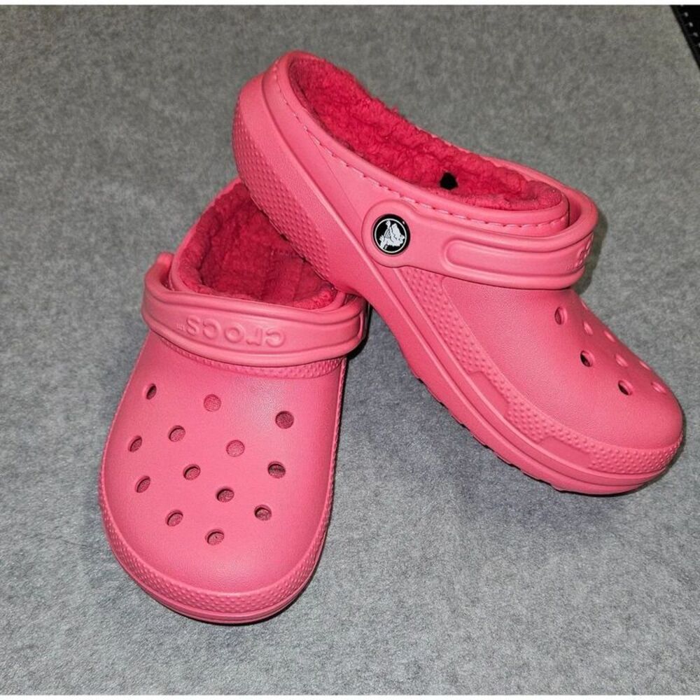 Crocs Classic Lined Clogs Pink Women's 6 Men's 4 Fleece Winter Slip On Shoes